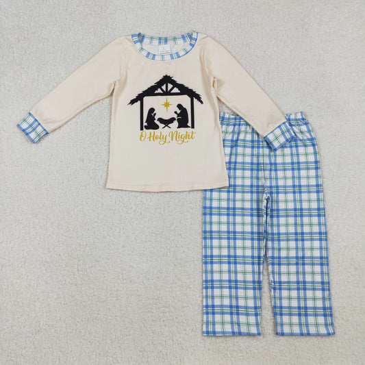 Baby Boys Jesus Nativity Top Checked Pants Christmas Clothes Sets