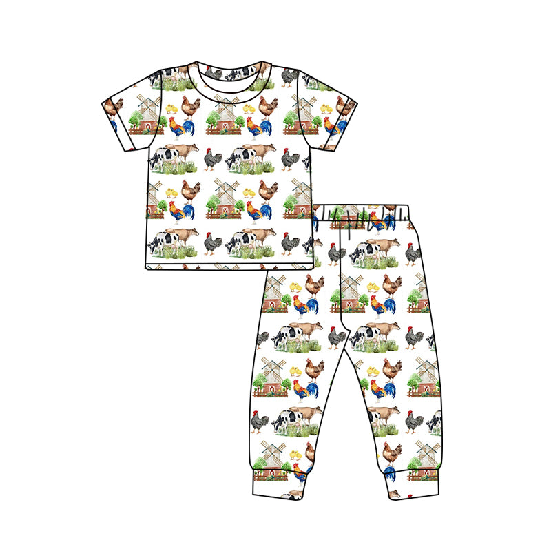 Baby Boys Farm Shirt Tee Tops Pants Pajamas Clothes Sets preorder (moq 5)