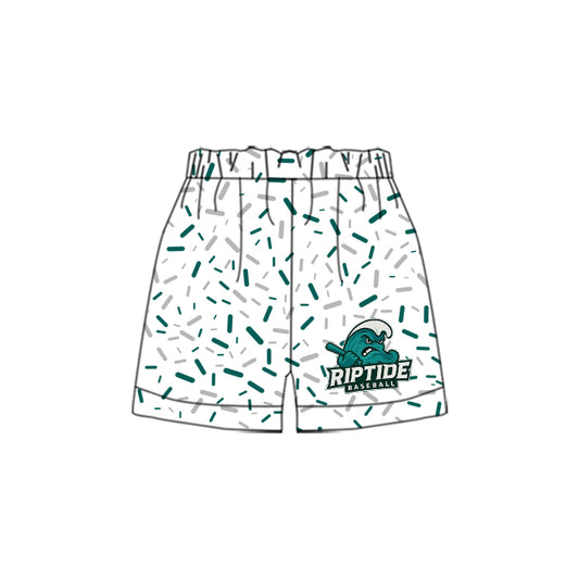 Preorder(moq 5) Baby Boys White Green Piptide Baseball Team Sports Shorts