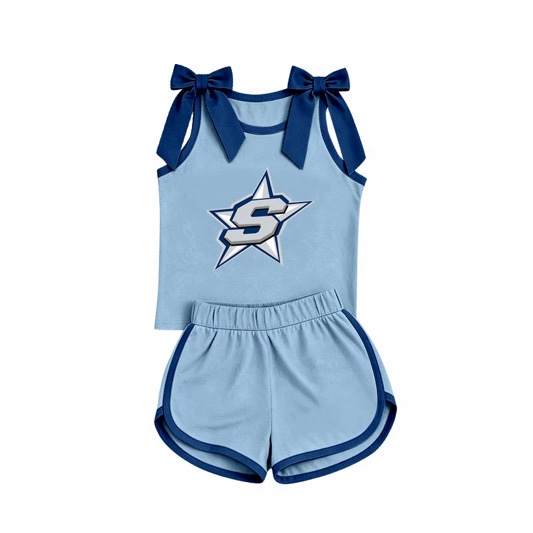 Preorder (moq 5)Baby Girls Stars Bows Shirts Shorts Team Clothes Sets