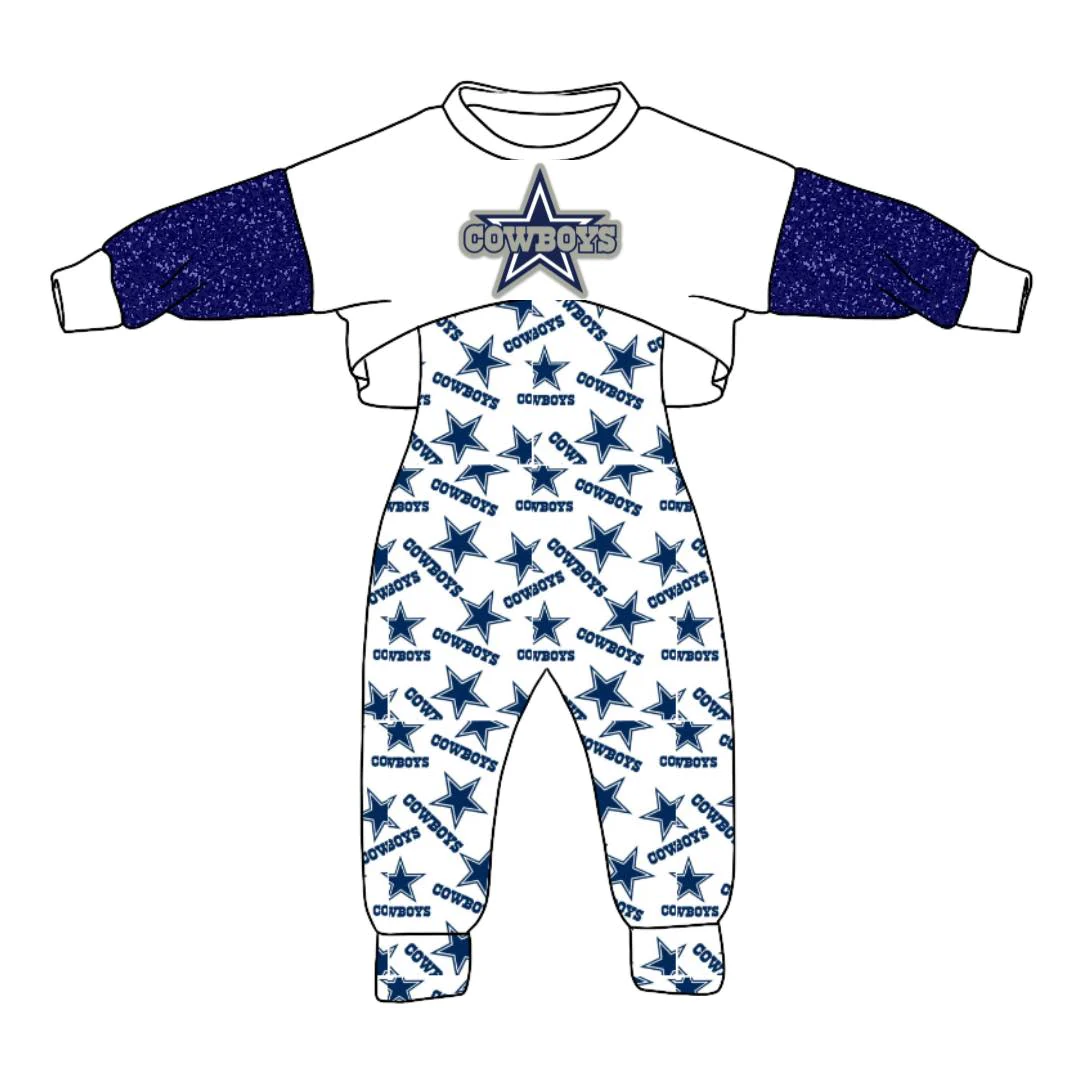 Baby Girls Cowboys Team Top 2pcs Jumpsuits Clothes Sets preorder(moq 5)