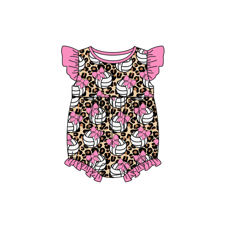 Baby Infant Girls Baseball Bow Leopard Rompers preorder(moq 5)