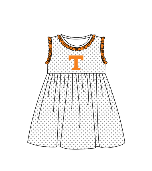 Preorder (moq 5)Baby Girls Sleeveless T Polka Dots Team Knee Length Dresses