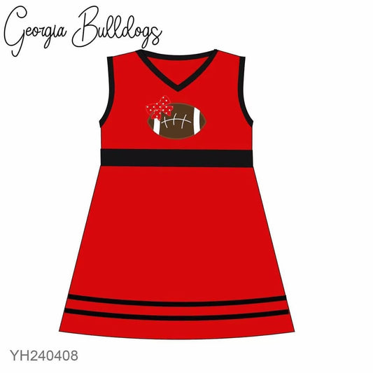 Preorder moq 5 Baby Girls Georgia Bulldogs Team Sleeveless Knee Length Dresses