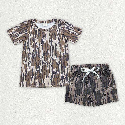 Baby Boys Southern Olive Camo Top Pockets Shorts Clothes Sets