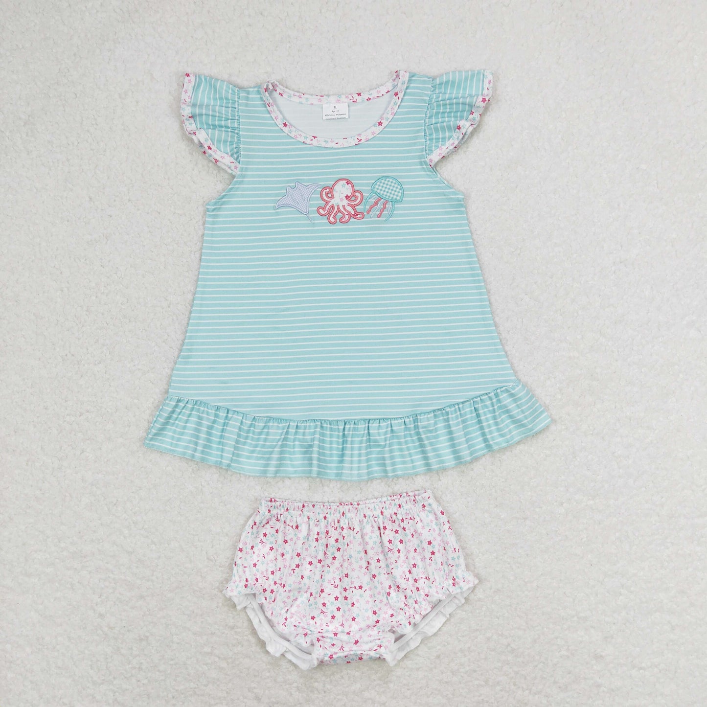 Baby Girls Blue Stripes Octopus Sibling Sister Clothes Sets