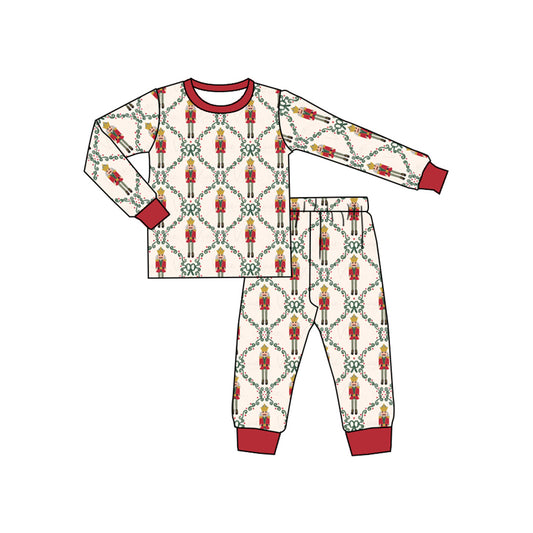 Baby Boys Soldier Nutcracker Long Sleeve Tops Pants Pajamas Outfits Sets Preorder(moq 5)