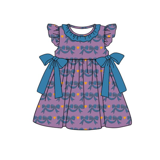 Baby Girls Purple Bows Knee Length Dresses preorder(MOQ 5)