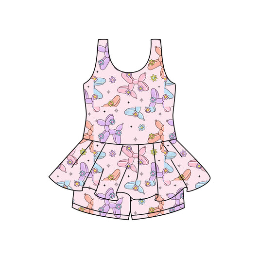 Preorder (moq 5)Baby Girls Cute Dogs Sleeveless Tunic Short Sets