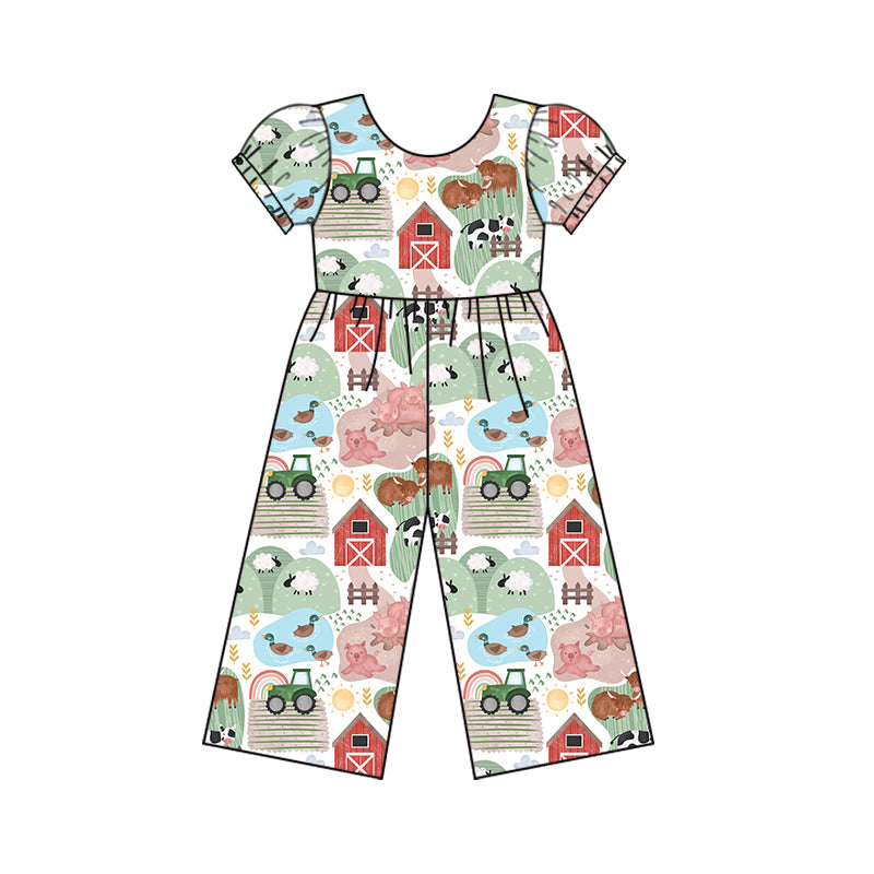 Baby Girls Red Farm House Short Sleeve Top Pants Jumpsuits Preorder(moq 5)