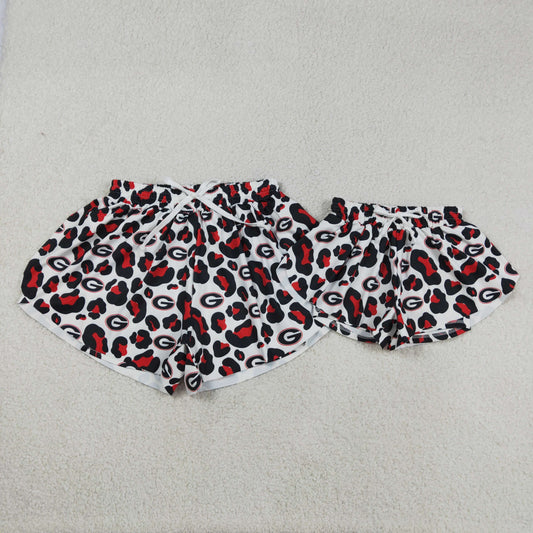 Mama and Me Girls Black Leopard G Team Yoga Active Ruffle Shorts Bottom