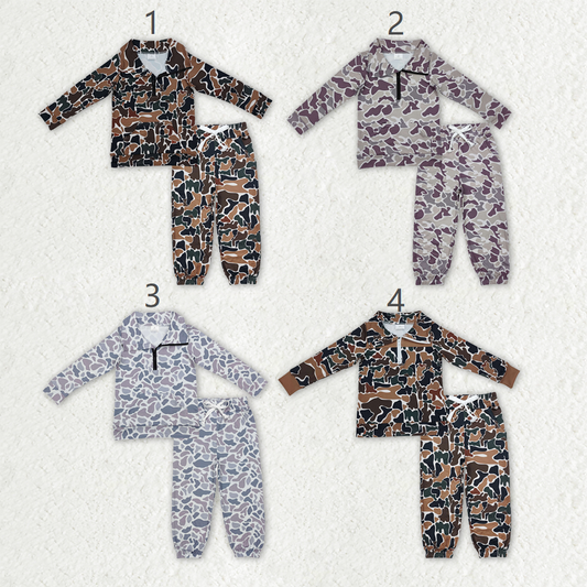 Sibling Baby Boys Camo Zipper Pullover Top Pockets Jogger Pants Southern Clothes Sets
