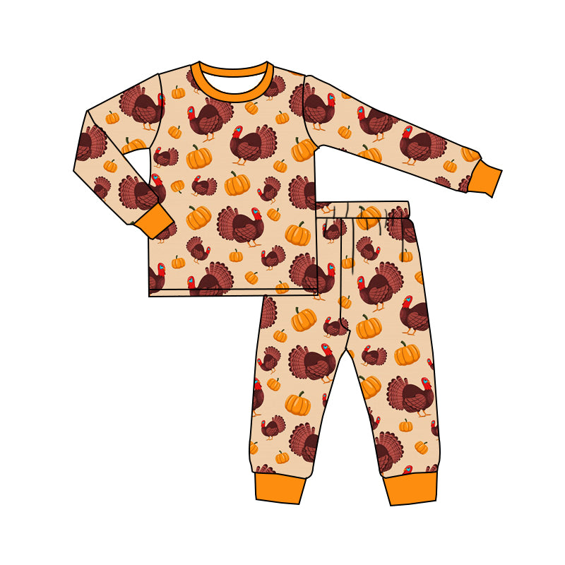 Baby Boys Thanksgiving Turkey Shirt Pants Pajamas Clothes Sets Preorder(moq 5)