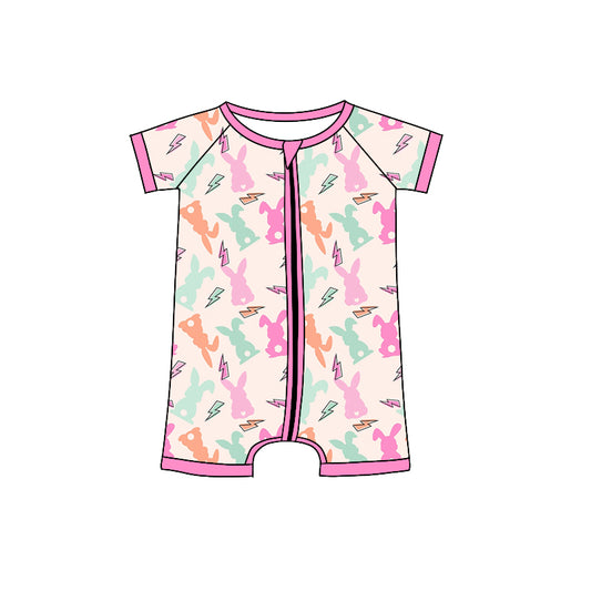 Baby Infant Girls Easter Bunny Light Zip Rompers preorder(moq 5)