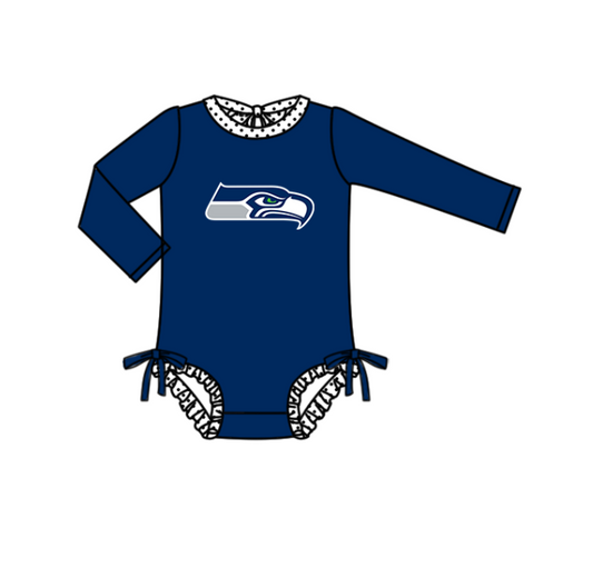 Preorder moq 5 Baby Girls Navy Long Sleeve Eagles Team Swimsuits