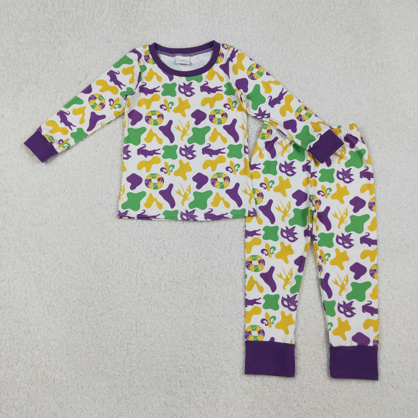 Baby Boys Mardigras Camo Crayfishes Anchors Top Pants Pajamas Sets