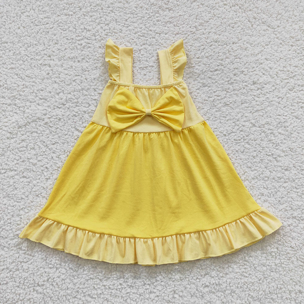 Baby Girls Princess Sibling Bow Summer Knee Length Dresses