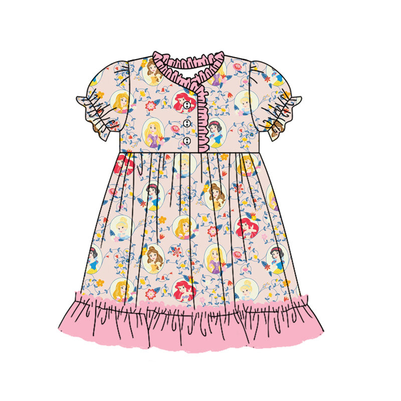 Preorder (moq 5)Baby Girls Princess Ruffles Knee Length Dresses