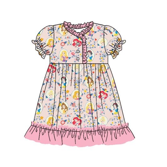 Preorder (moq 5)Baby Girls Princess Ruffles Knee Length Dresses