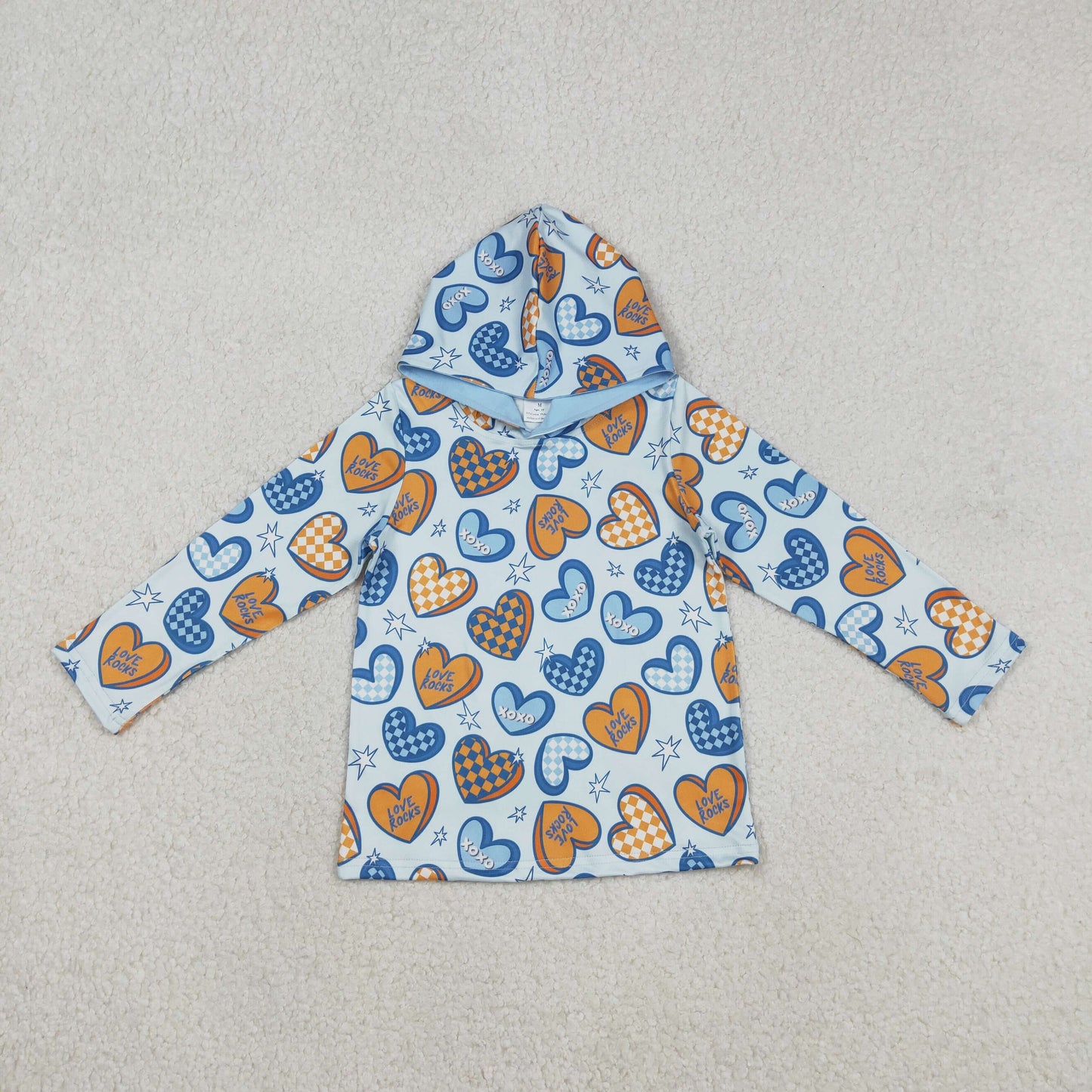Baby Boys Long Sleeve XOXO Hearts Stars Valentines Hoodies Top