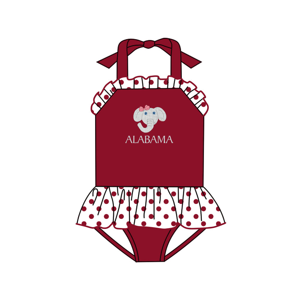 Baby Girls Alabama Elephant Team Ruffle One Piece Swimsuits preorder (moq 5)