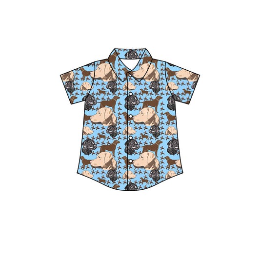 Baby Boys Dogs Buttons Short Sleeve Tee Shirts Tops preorder(moq 5)