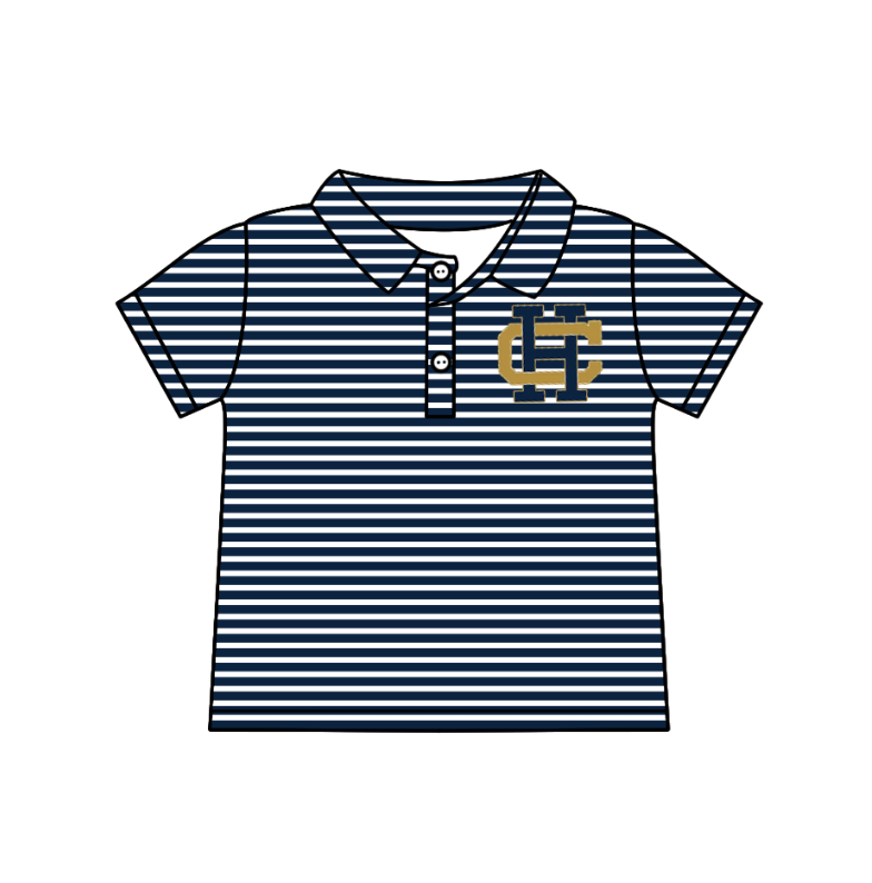 Preorder (moq 5)Baby Boys Short Sleeve Black Stripe CH Team Button Polo Shirts Top