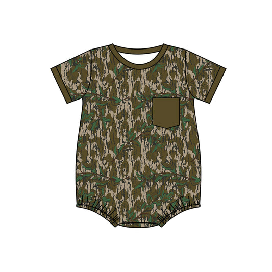 Infant Baby Boys Dark Green Bottomland Short Sleeve Rompers preorder(moq 5)