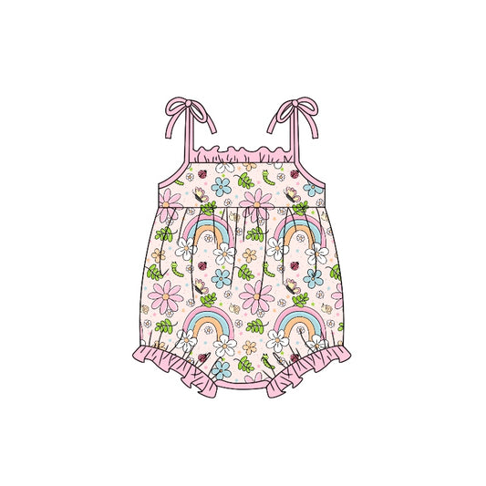 Baby Infant Girls Pink Rainbow Straps Summer Rompers preorder(moq 5)