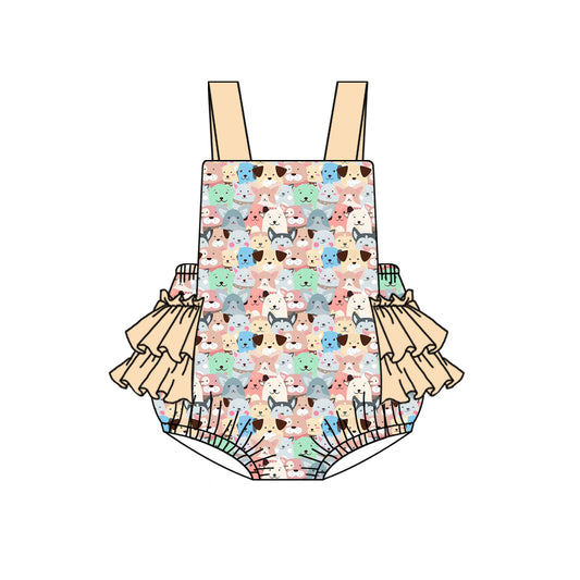 Preorder(moq 5)Baby Infant Girls Cartoon Dogs Straps Rompers