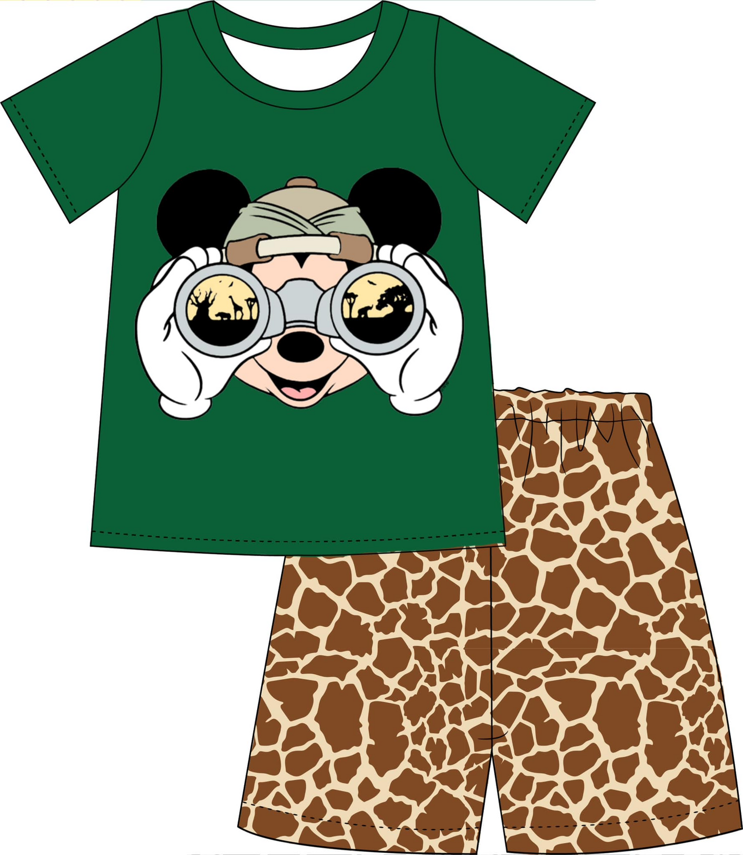 Baby Boys Green Mouse Animal Shirt Shorts Summer Clothes Sets preorder (moq 5)