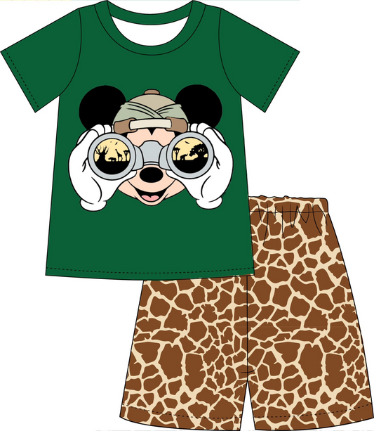 Baby Boys Green Mouse Animal Shirt Shorts Summer Clothes Sets preorder (moq 5)