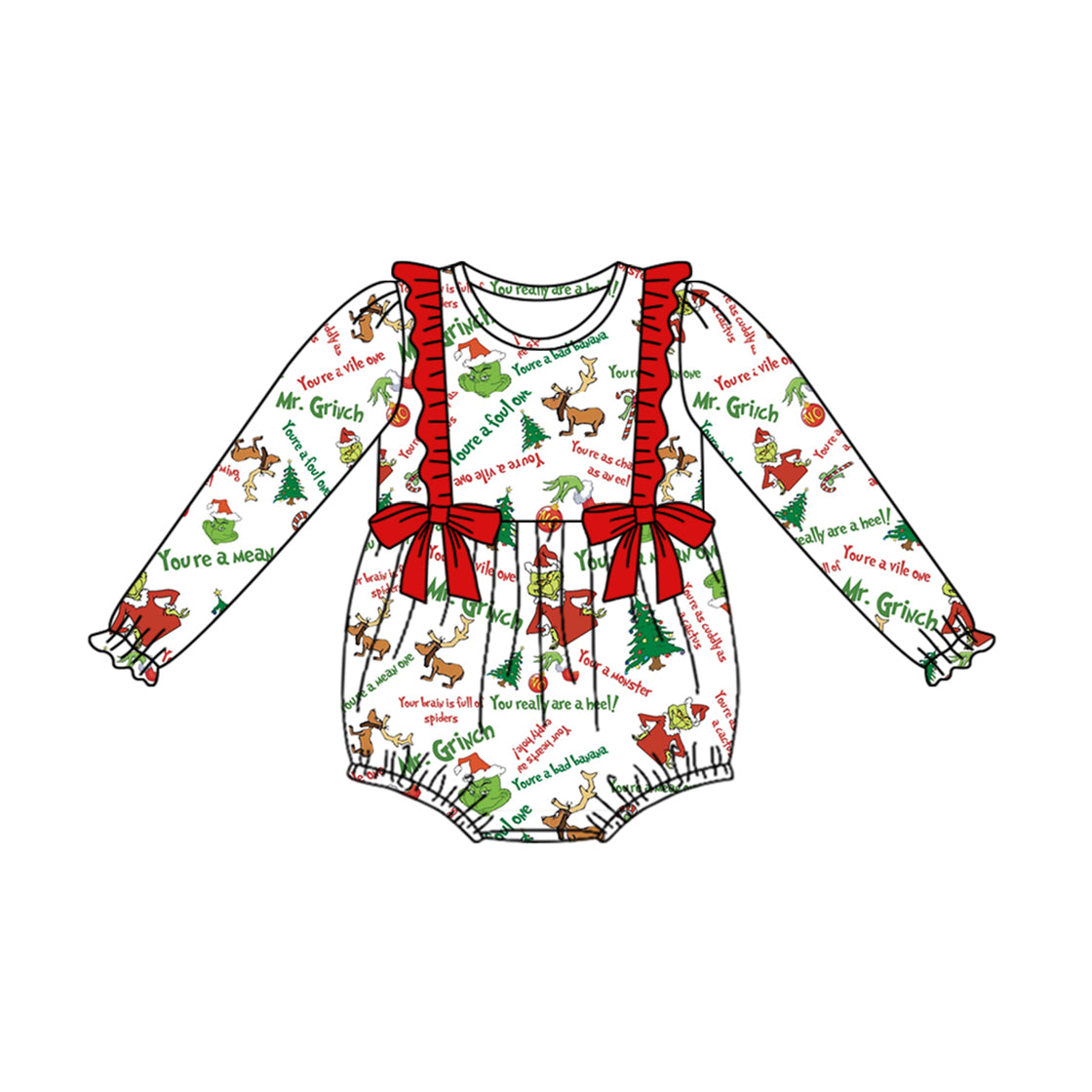 Baby Toddler Girls Christmas Deer Bows Long Sleeve Rompers preorder(moq 5)