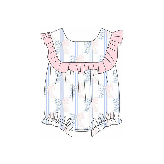 Preorder(moq 5)Baby Infant Girls Pink Bows Ruffles Rompers