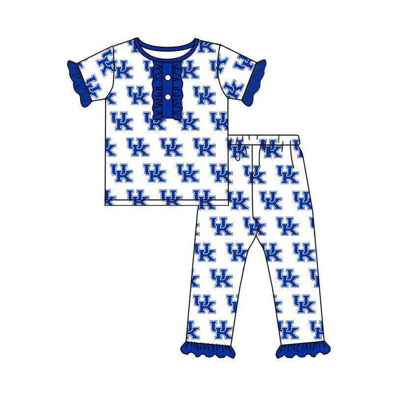 Baby Girls White Team UK Top Ruffle Pants Pajamas Clothes Sets order preorder (moq 5)