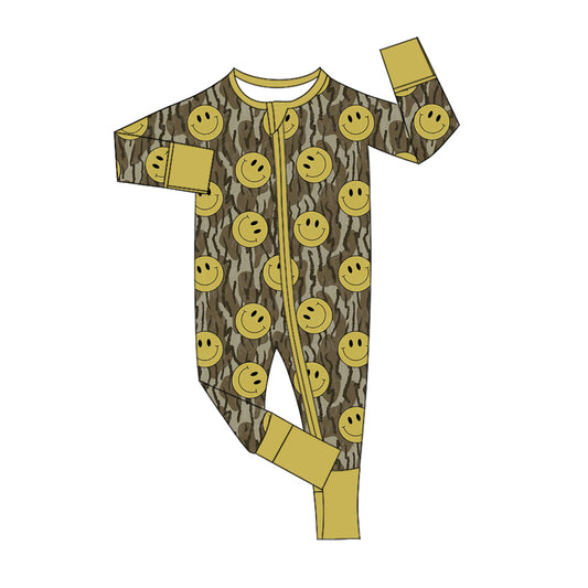 Baby Boys Southern Bottomland Camo Smile Zip Rompers preorder(moq 5)