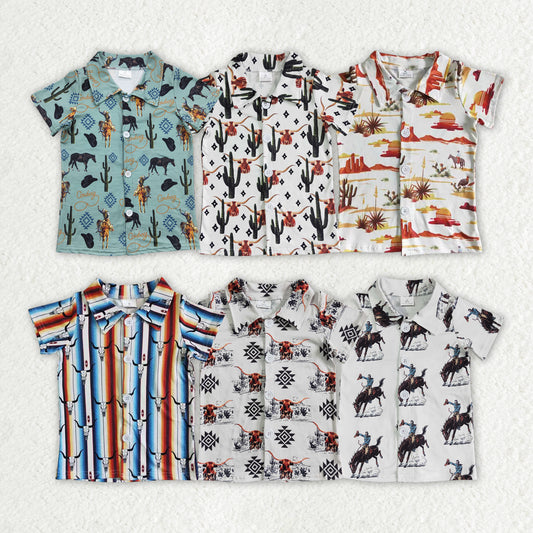 Baby Boys Western Summer Sibling Button Ups Short Sleeve Shirts Tops