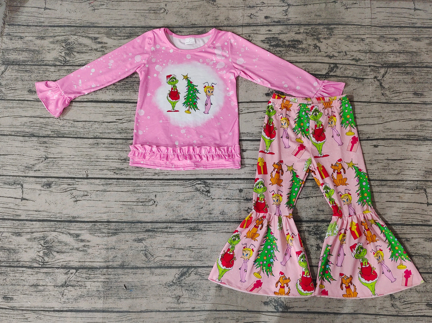 Baby Girls Chrsitmas Pink Frog Bell Clothing Sets