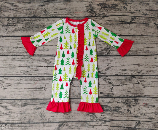 Baby Infant Girls Christmas Tree Buttons Rompers