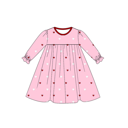 Baby Girls White Red Hearts Valentine Knee Length Dresses Preorder