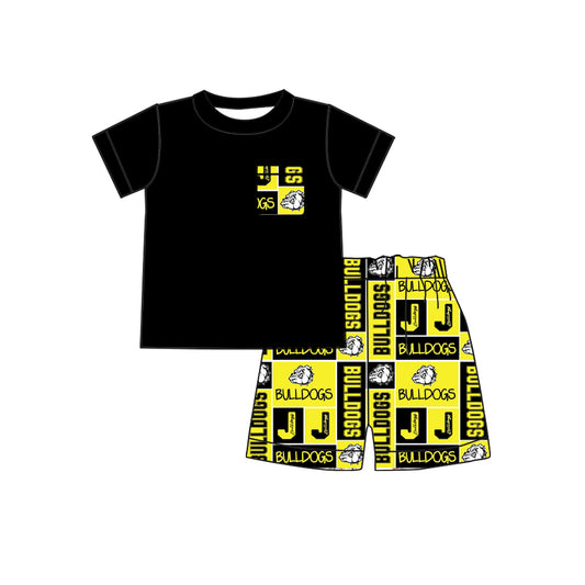 Baby Boys Dog Yellow Bulldog Team Shirt Shorts Clothes Sets split order preorder May 20th