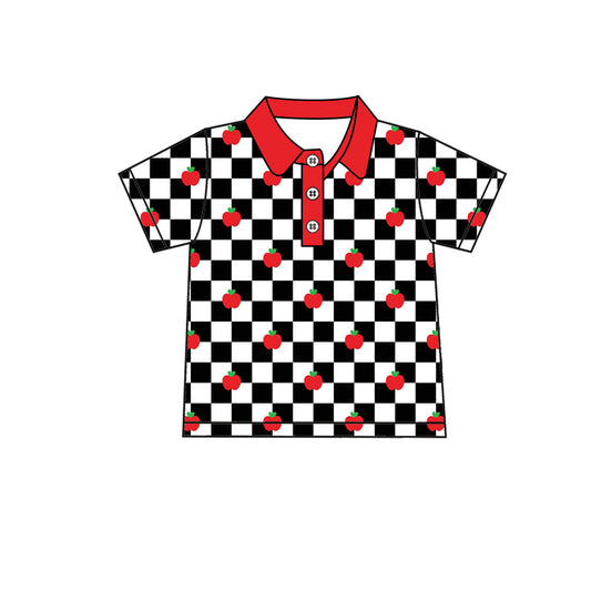 Preorder (moq 5)Baby Boys Back To School Apples Short Sleeve Pullovers Tee Shirts Tops