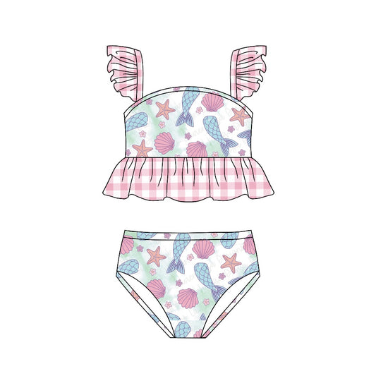 Baby Girls Mermaid Ruffle Two Pieces Bikini Swimsuits preorder(moq 5)