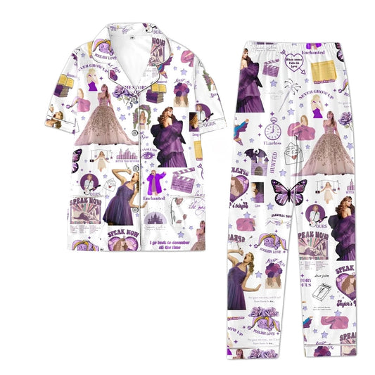 Baby Girls Purple Singer Buttons Top Shirt Pants Pajamas Clothes Sets preorder (moq 5)