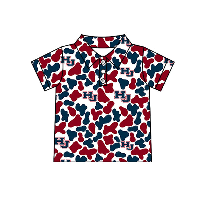 Preorder (moq 5)Baby Boys Short Sleeve Colorful Camo Team Button Polo Shirts Tops