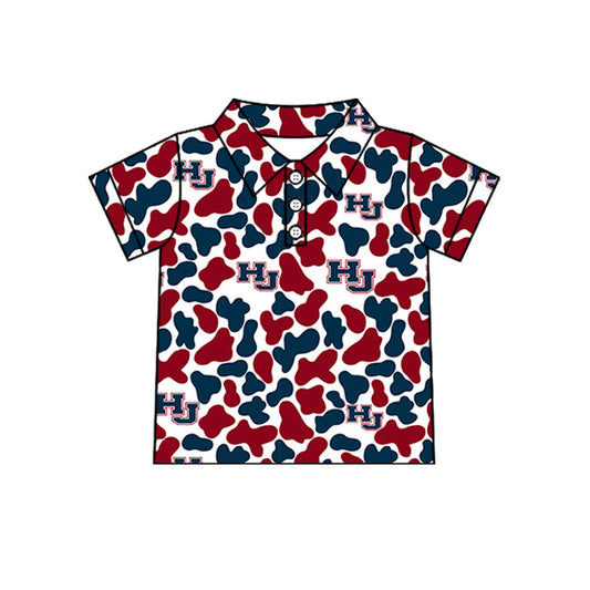 Preorder (moq 5)Baby Boys Short Sleeve Colorful Camo Team Button Polo Shirts Tops