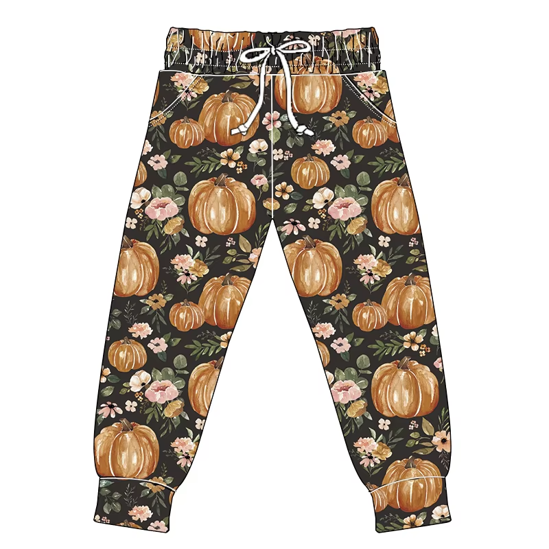 Preorder(moq 5) Adult Women Pockets Flowers Pumpkins Pants Jogger Bottoms