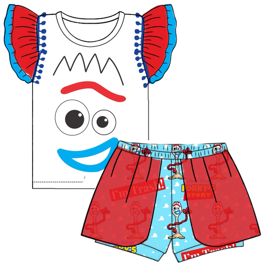 Baby Girls Forks Shirt Shorts Summer Clothes Sets preorder (moq 5)