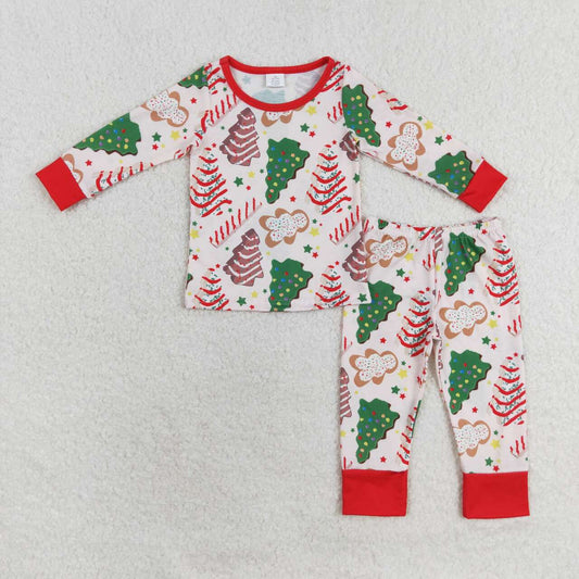 Family Christmas Tree Cake Shirt Pants Bamboo Rompers Pajamas Clothes Sets