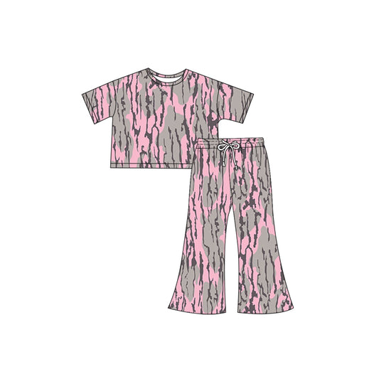 Baby Girls Pink Bottomland Camouflage Top Bell Pants Kids Clothing Sets preorder(MOQ 5)